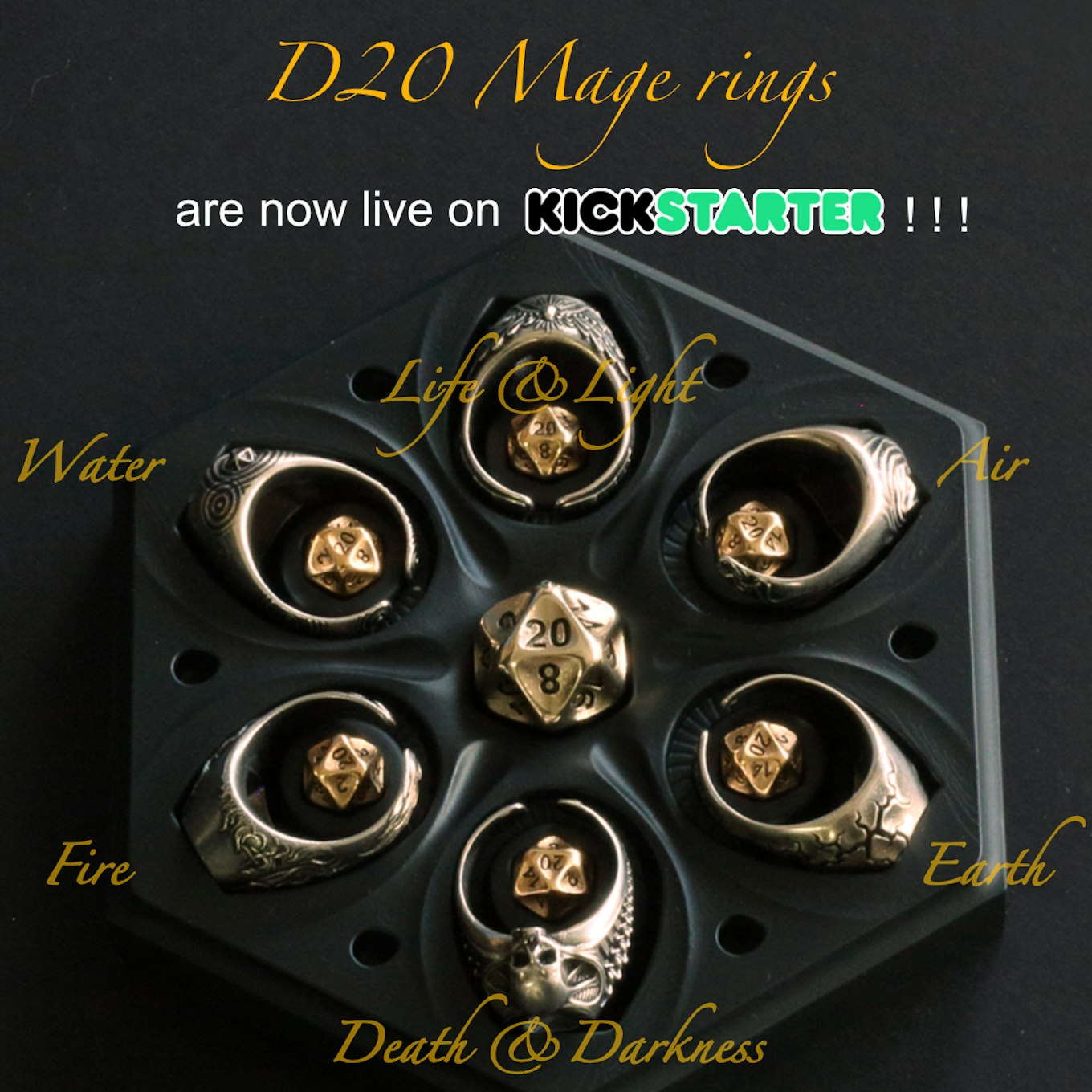 ⚶ Archmage D20 ⚶ D20 ring, rpg ring · Mythic Hydra · Online