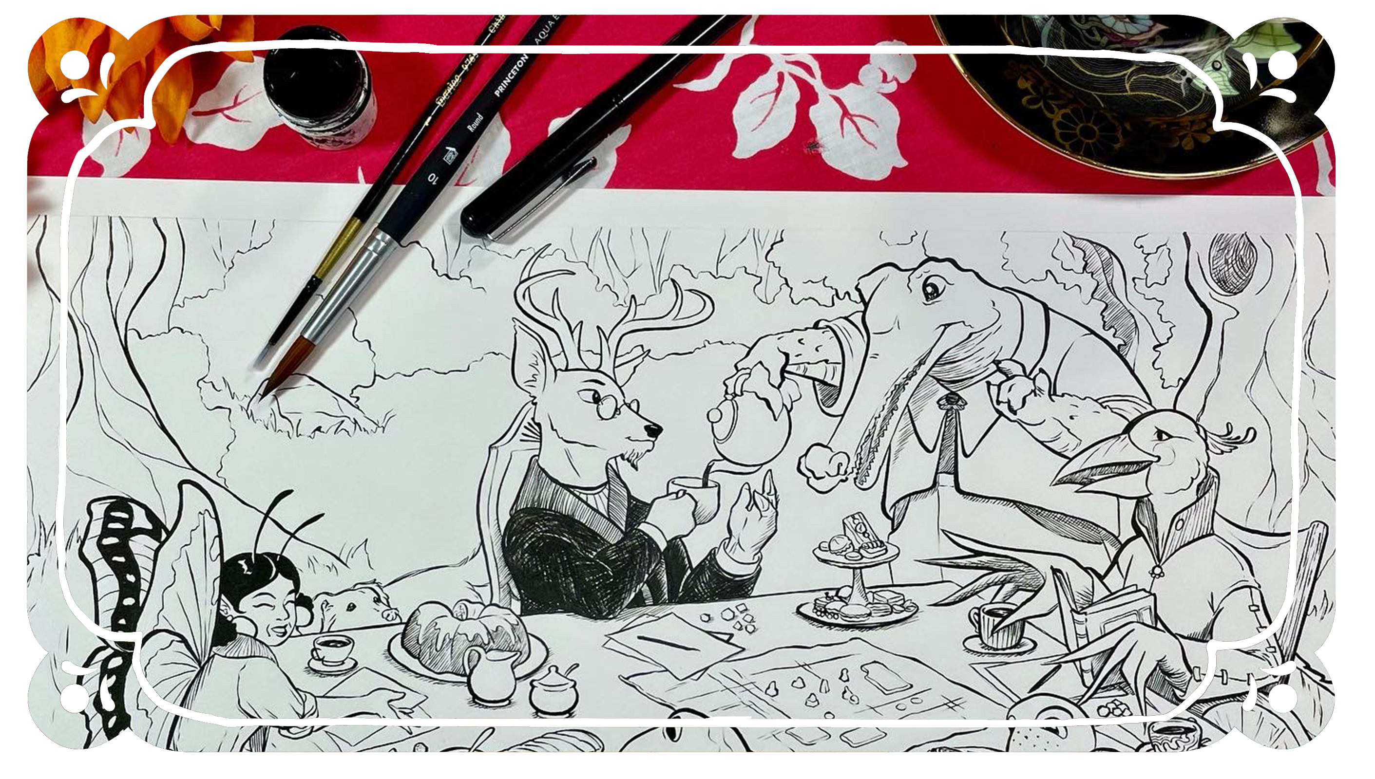 the outline for Game Night in Oakenbend original art