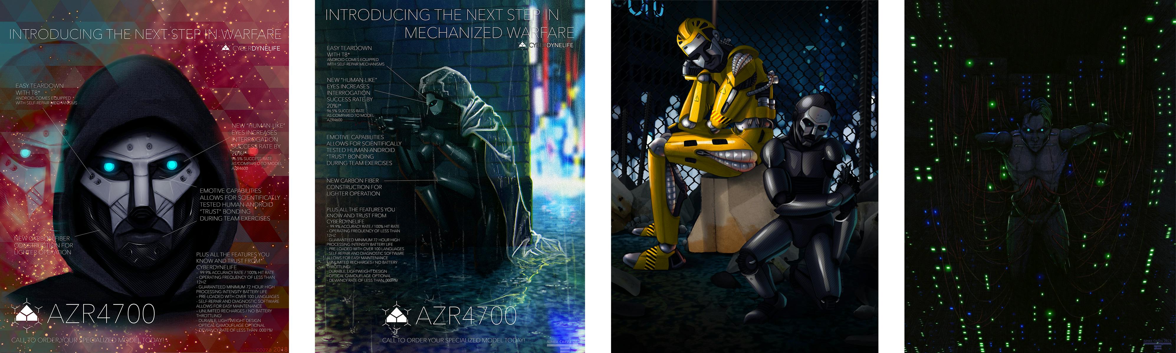 Four various robot artworks.