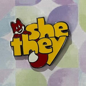 She/They Foxy Pronoun Pin