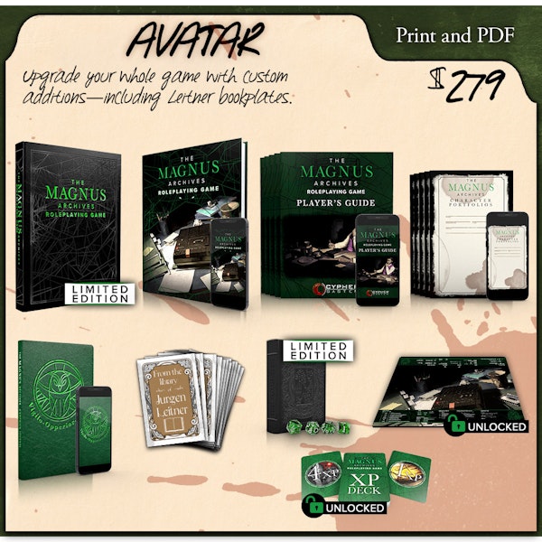 Avatar backer level. Upgrade your whole game with custom additions-including Leitner bookplates. Print and PDF. $279.