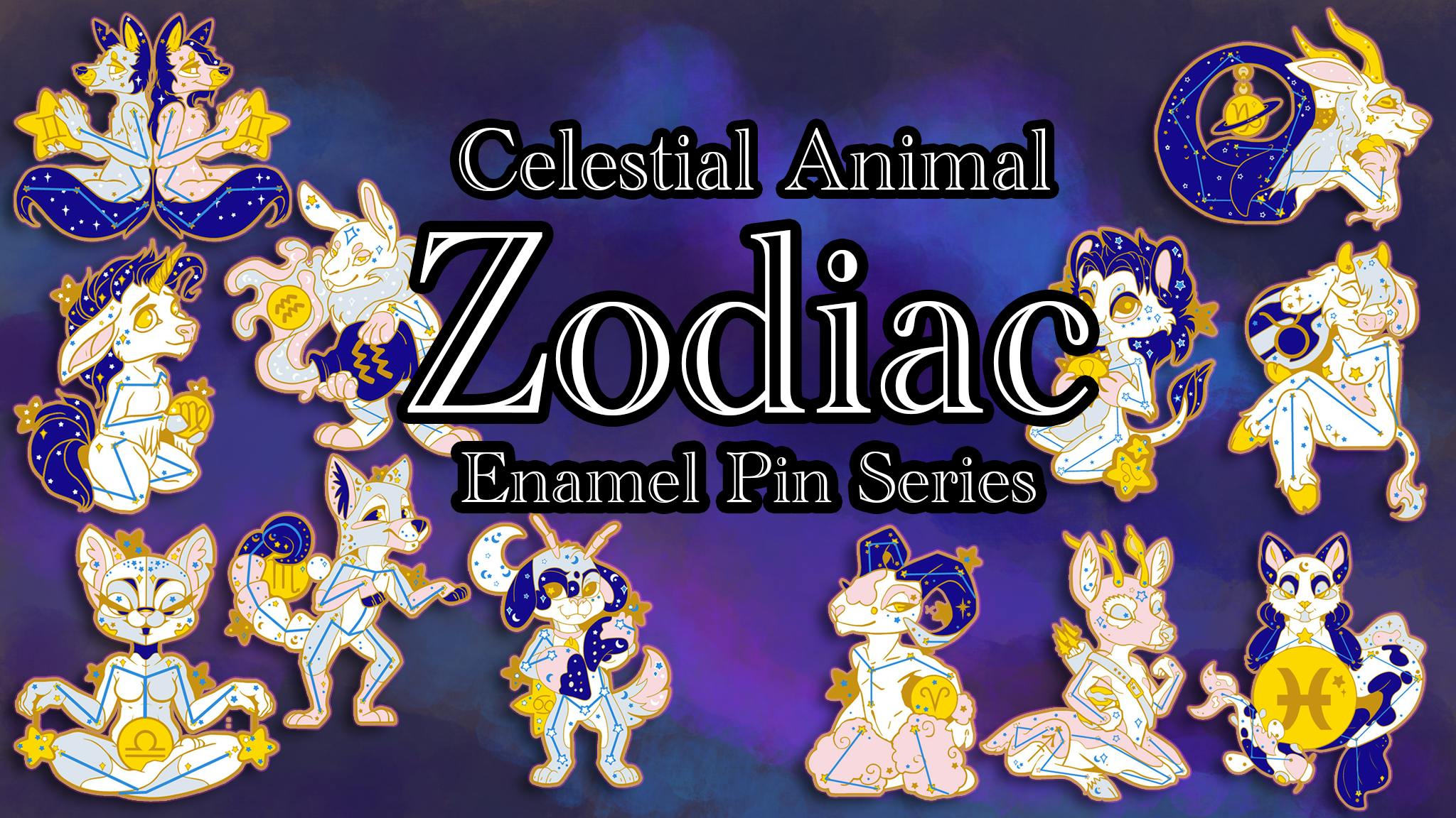 Celestial Animal Zodiac: An Enamel Pin Set