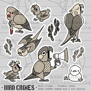 BIRD CRIMES STICKER SHEET