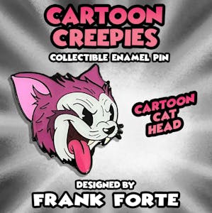 Cartoon Creepies-Cartoon Cat Head-1.5" Hard Enamel pin