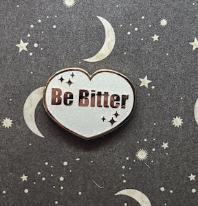 White Glitter Be Bitter Heart Pin 