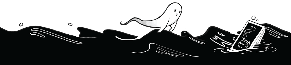 an inky footer with a ghost