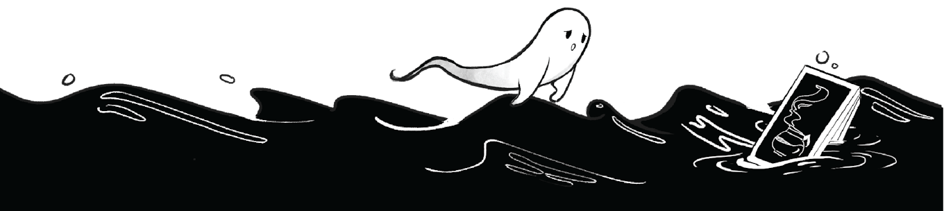 an inky footer with a ghost