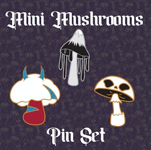 3 pin set of mushrooms