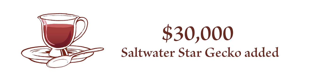 $30,000 Saltwater Star Gecko added