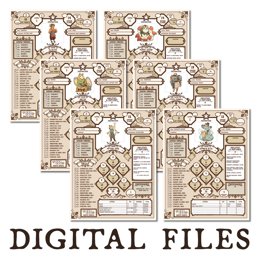 ITEM SET - Digital Character Sheets