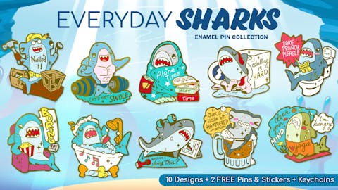 Everyday Sharks Enamel Pins