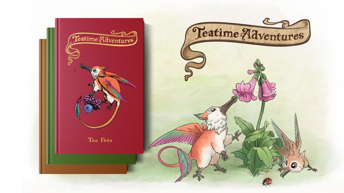 The Teatime Adventures: Tea Pets books and two Tea Dragons