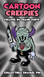 Cartoon Creepies Triclops with an Knife 1.75" Soft Enamel pin designed Frank Forte