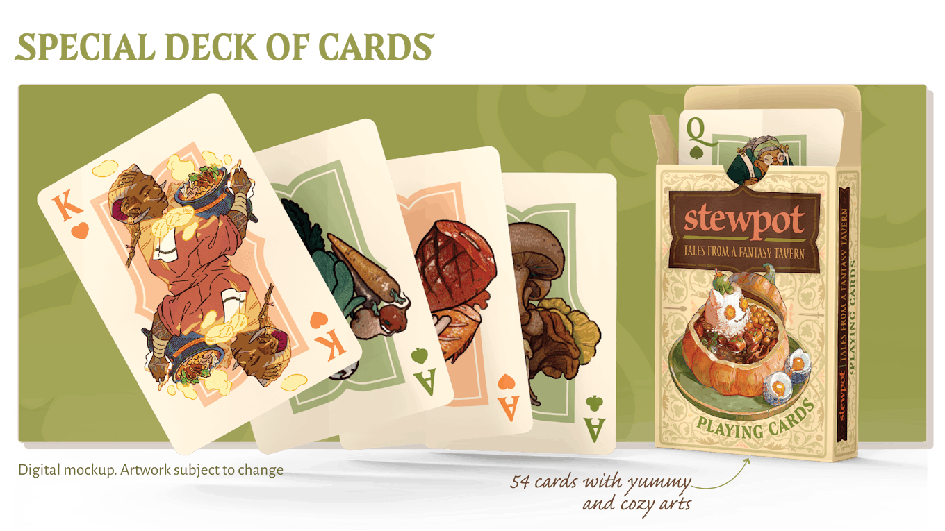 custom deck of cards featuring Stewpot art