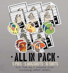 ALL IN (5 PINS + 5 MUGSHOTS + 10 LITTLE SHITS)