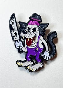 Cartoon Creepies Purple Wolf w/ Knife 2" Soft Enamel pin