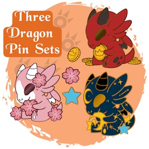 Three Dragon And It's Hoard Pin Sets