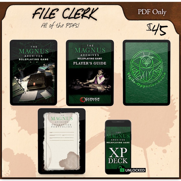 File Clerk backer level. All of the PDFs. PDF Only. $45.00