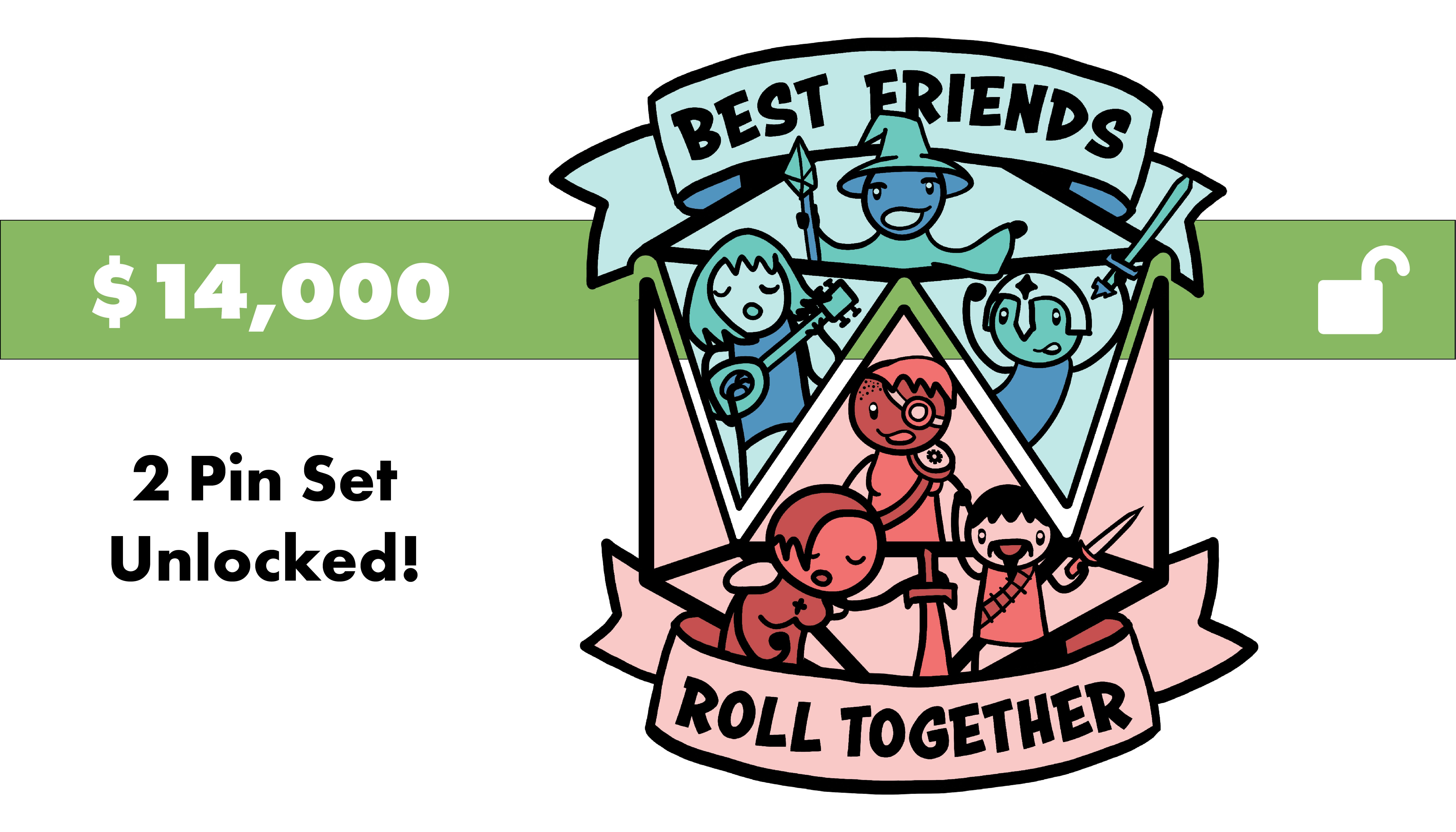Unlock "Best Friends / Roll Together" 2-Pin Set