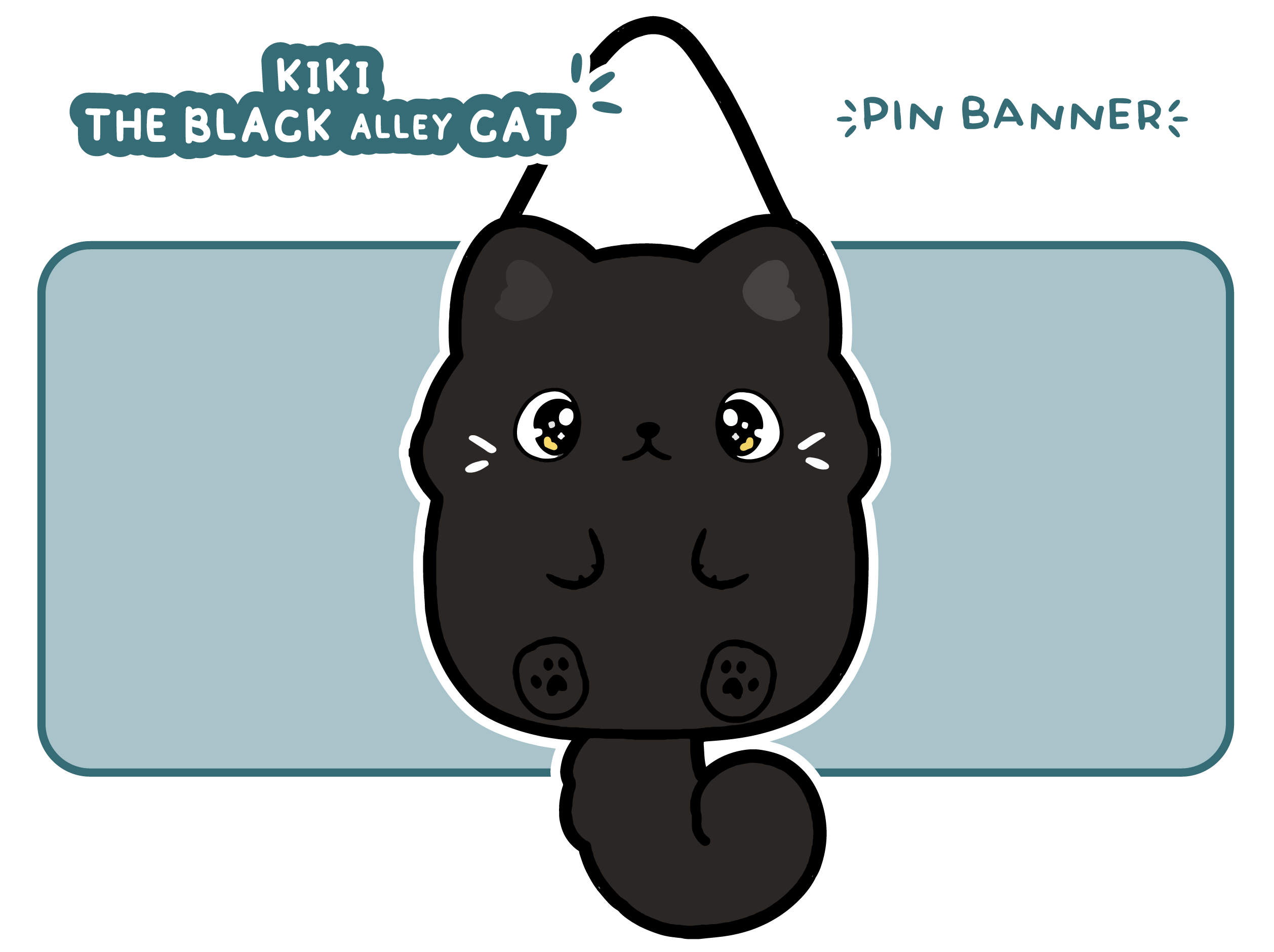 Kiki the Black Alley Cat | Shaped Pin Banner