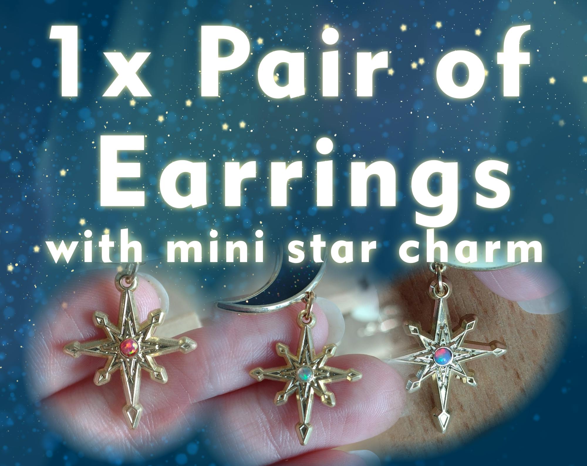 1x Pair of earrings with star charms  