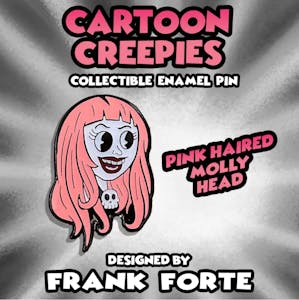 Cartoon Creepies-Pink Haired Molly Head-1.5" Hard Enamel pin