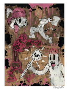 The Cartoon Cat "Pink" 12x16 Fine Art Print by Frank Forte Signed by the artist. Printed on 100lb stock.