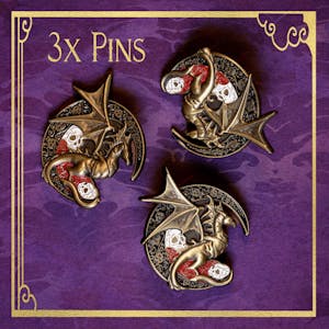 3x Gilded dragon pins