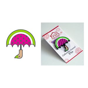 Watermelon Umbrella Rainbow Duck Enamel Pin