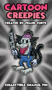 Cartoon Creepies Wolf with a Knife 1.75" Soft Enamel pin designed Frank Forte