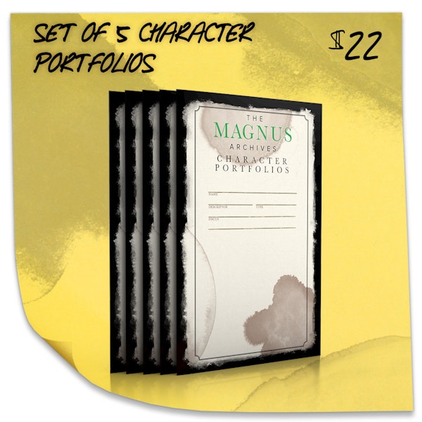 Set of 5 Character Portfolios. $22. Enough for the entire party! These portfolios do your characters justice with character sheet functionality plus loads of room for notes, sketches, and details.