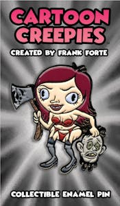 Cartoon Creepies Girl with an Ax 1.75" Soft Enamel pin designed Frank Forte