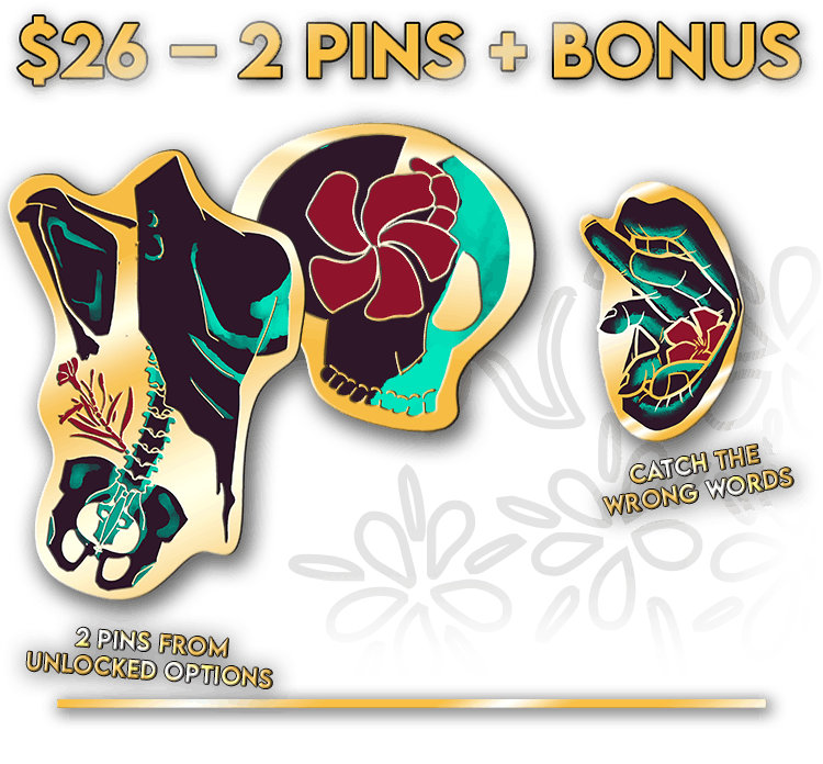 $26 - 2 Pins + Bonus: 2 pins from unlocked options, Catch The Wrong Words