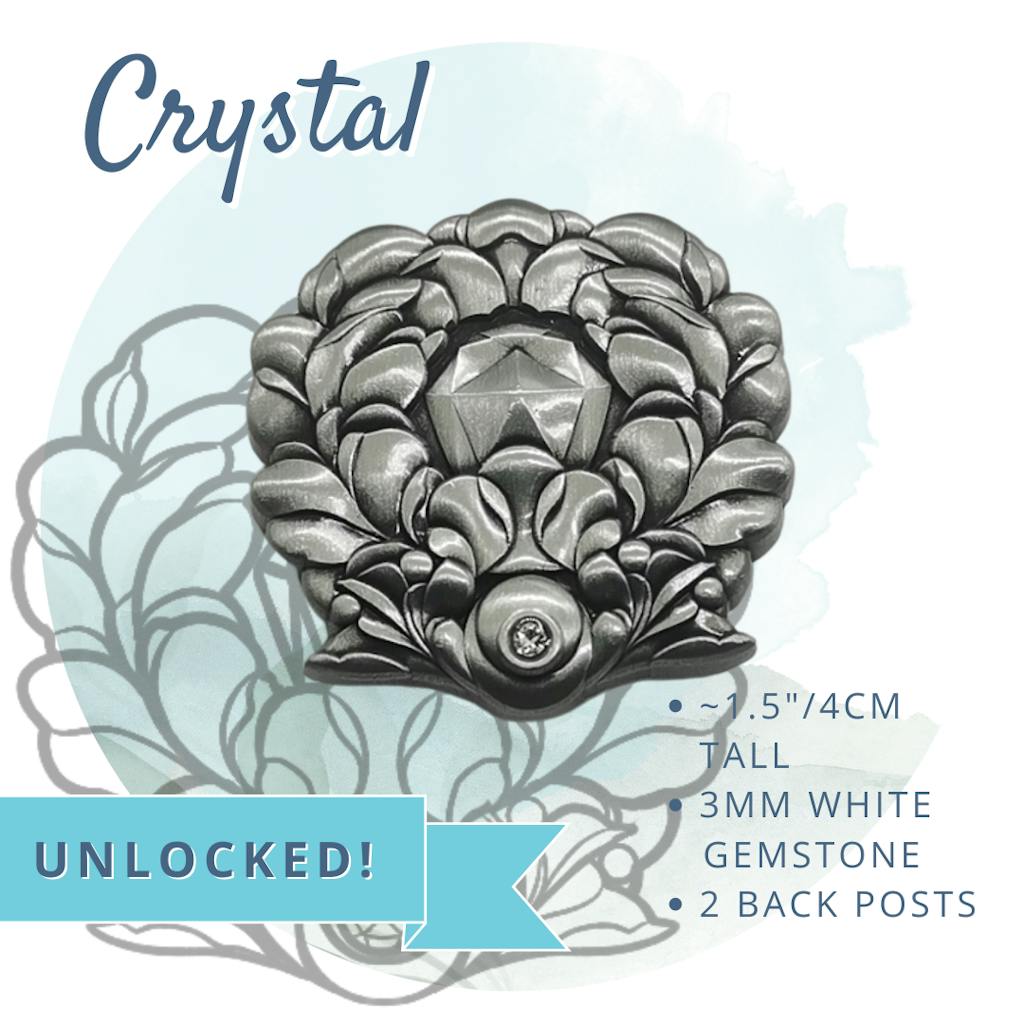 Stretch Goal Unlocked Crystal Pin ~1.5"/4.5cm tall, 3mm clear/white gemstone, 2 back posts