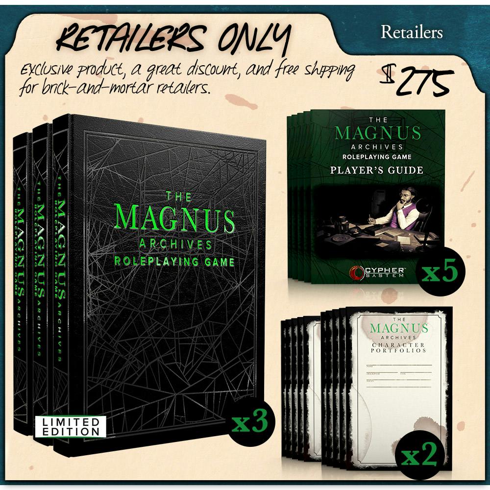 Retailers Only backer level. Exclusive product,a great discount, and free shipping for brick-and-mortar retailers. $275.