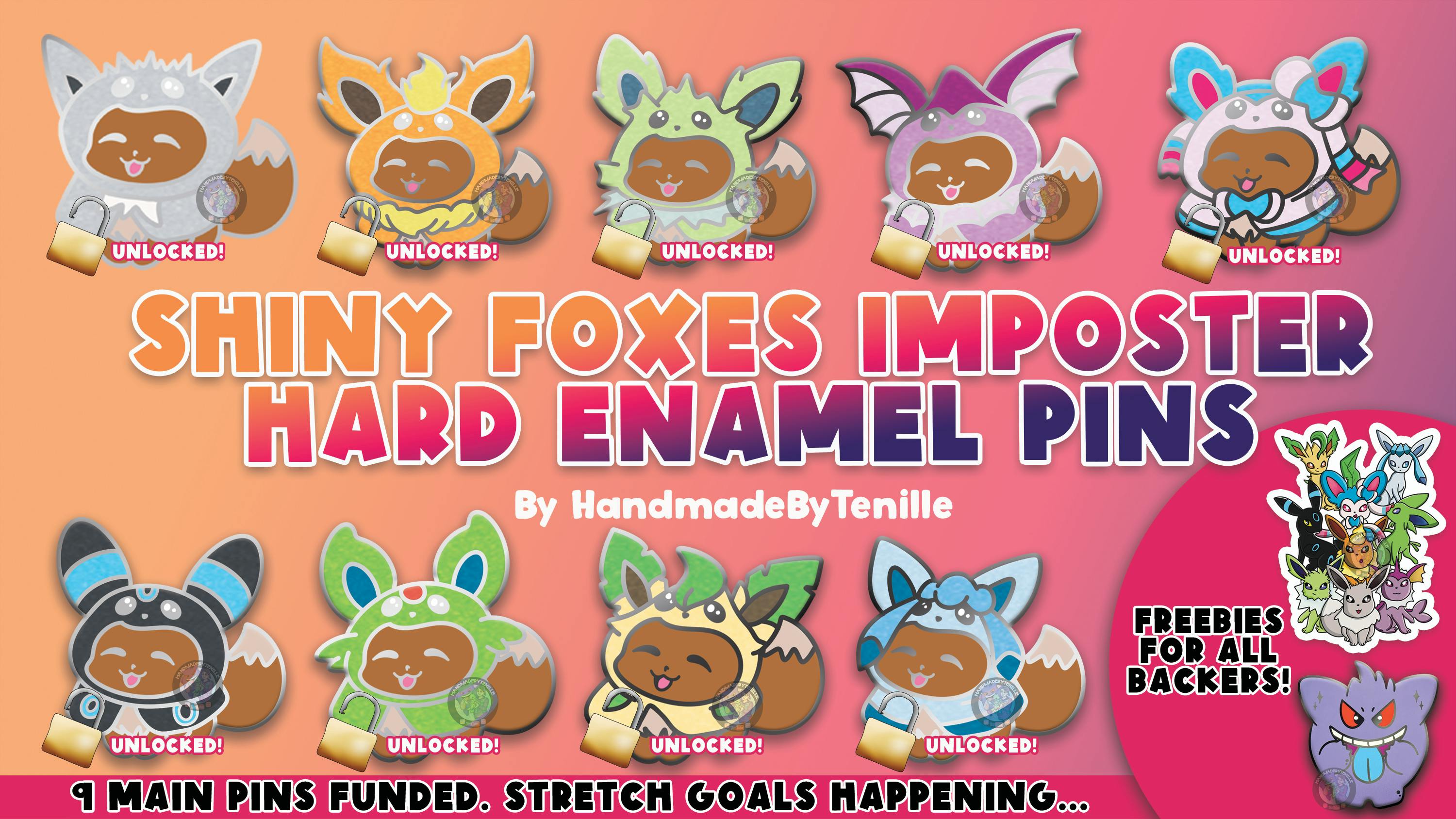 Shiny Evolving Fox Imposters - An Enamel Pin Project