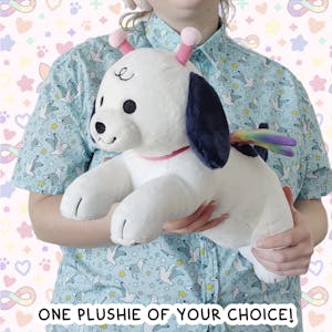 one additional laying floppy plushie of your choice!