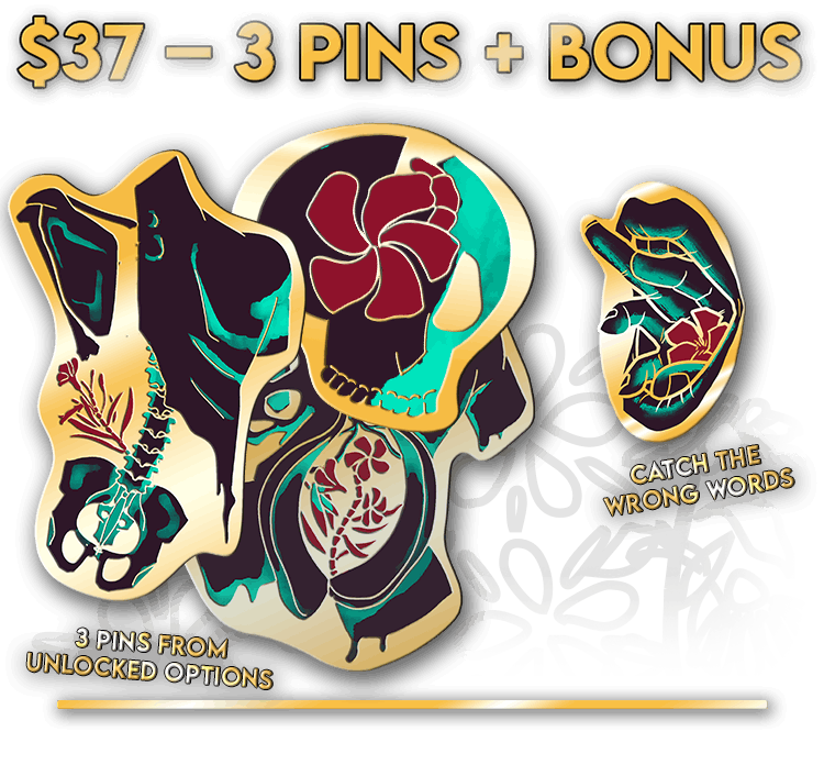$37 - 3 Pins + Bonus: 3 pins from unlocked options, Catch The Wrong Words