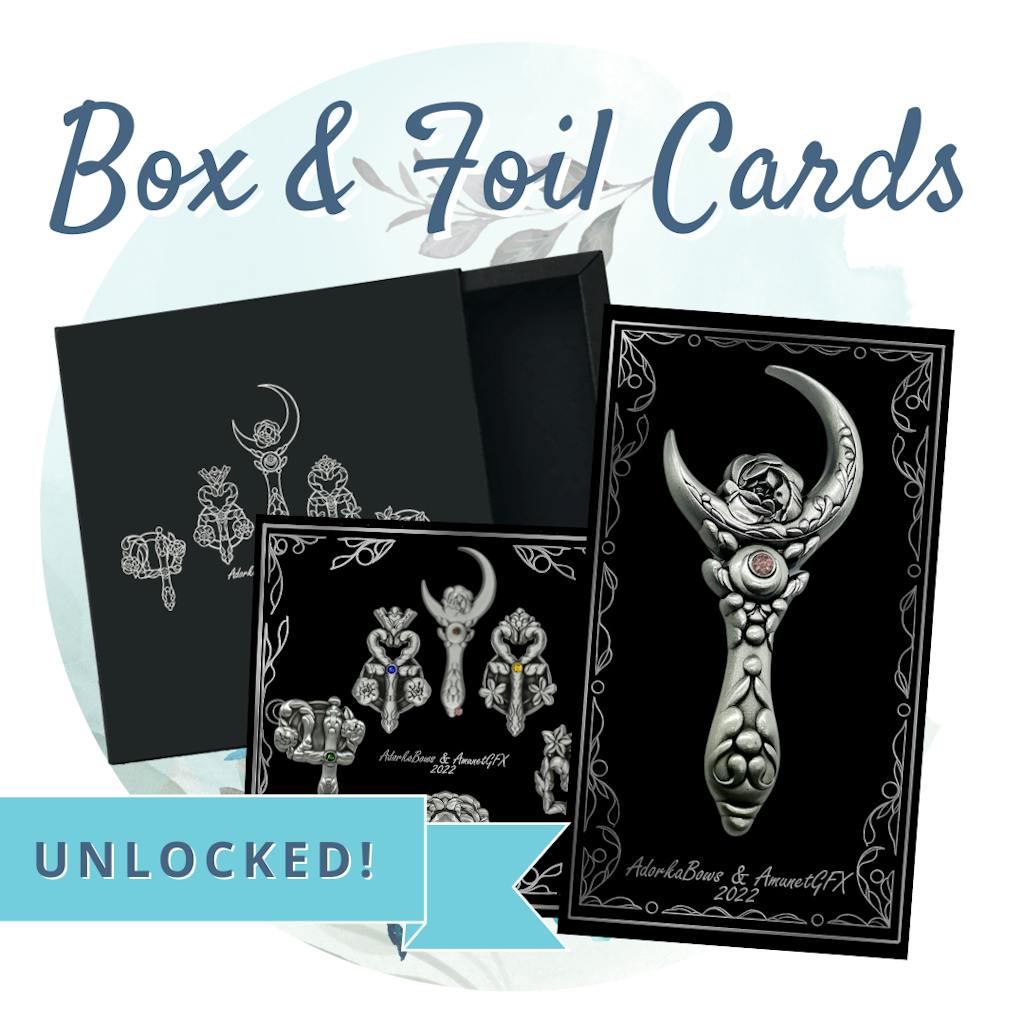 Backing cards and boxes with silver metallic foil print