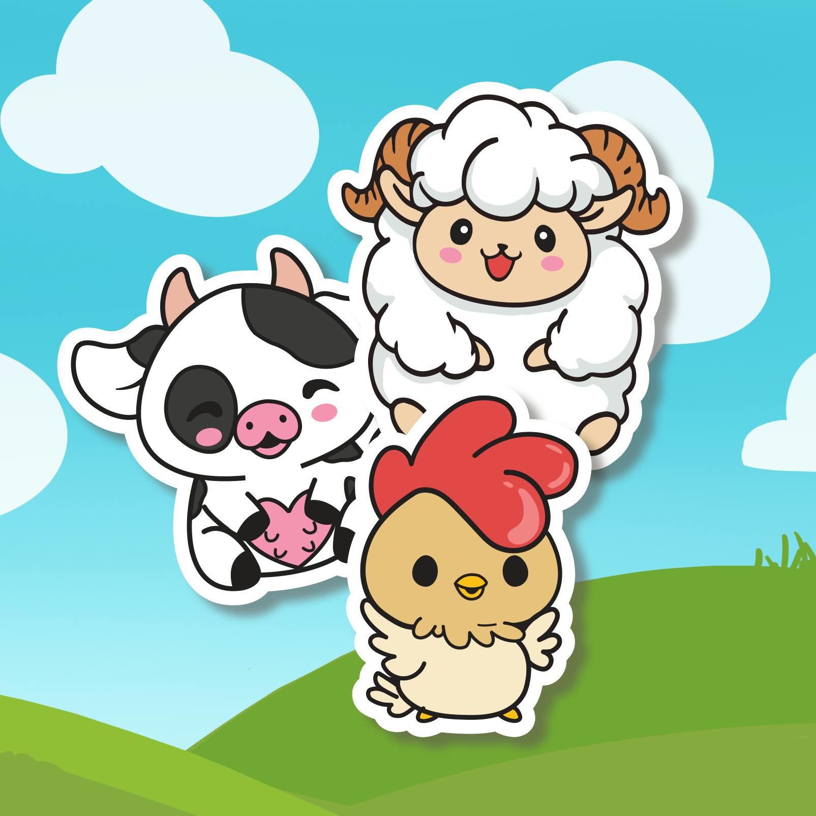 Farm Friends Die-Cut Vinyl Sticker