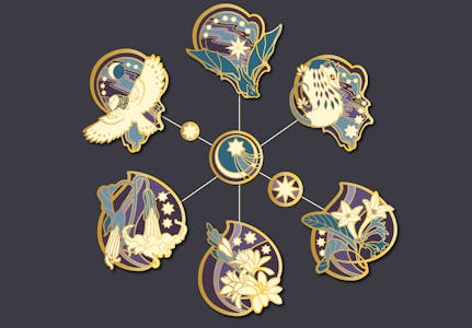 Animalia, Flora & Stellae: Full set of 9 pins