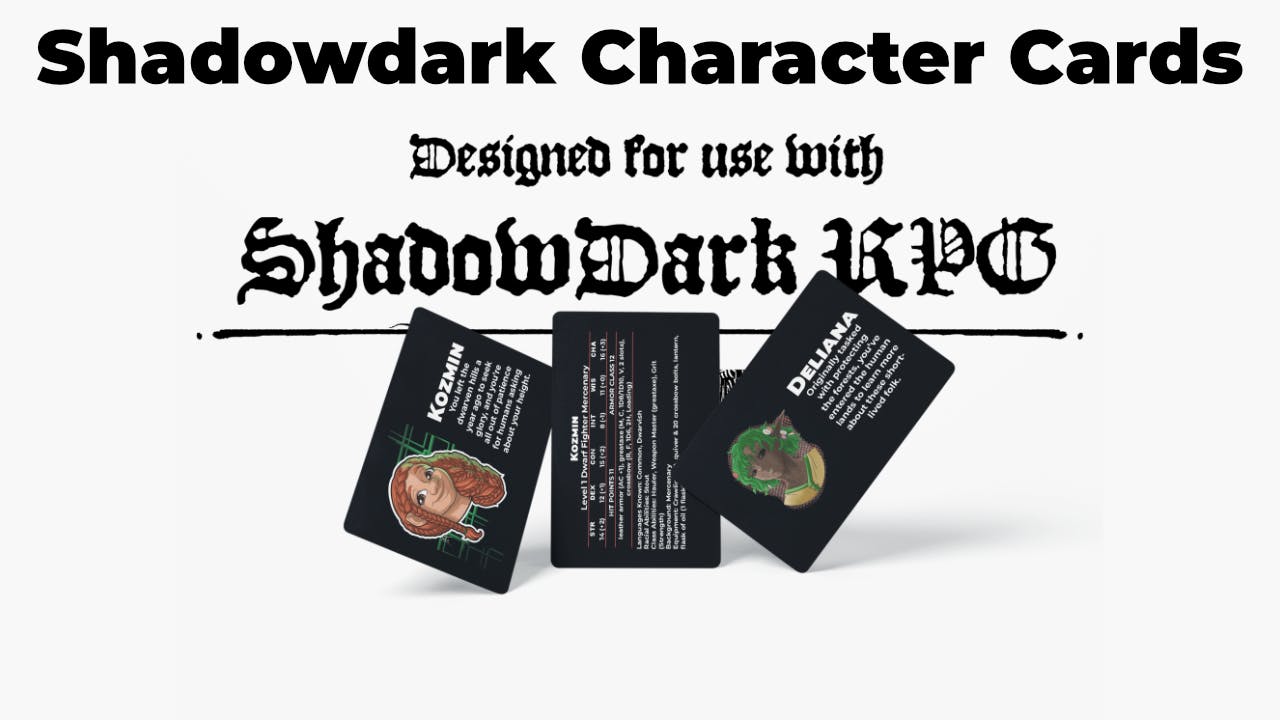 Character Cards for Shadowdark RPG