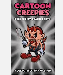 Cartoon Creepies Devil with a Razor 1.75" Soft Enamel pin designed Frank Forte