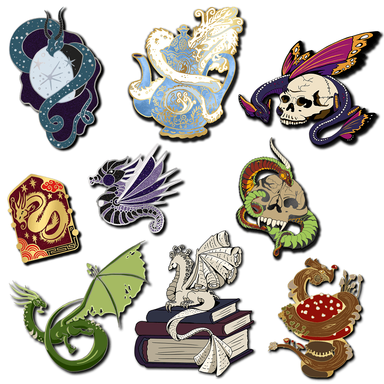 Gilded Dragon Pins