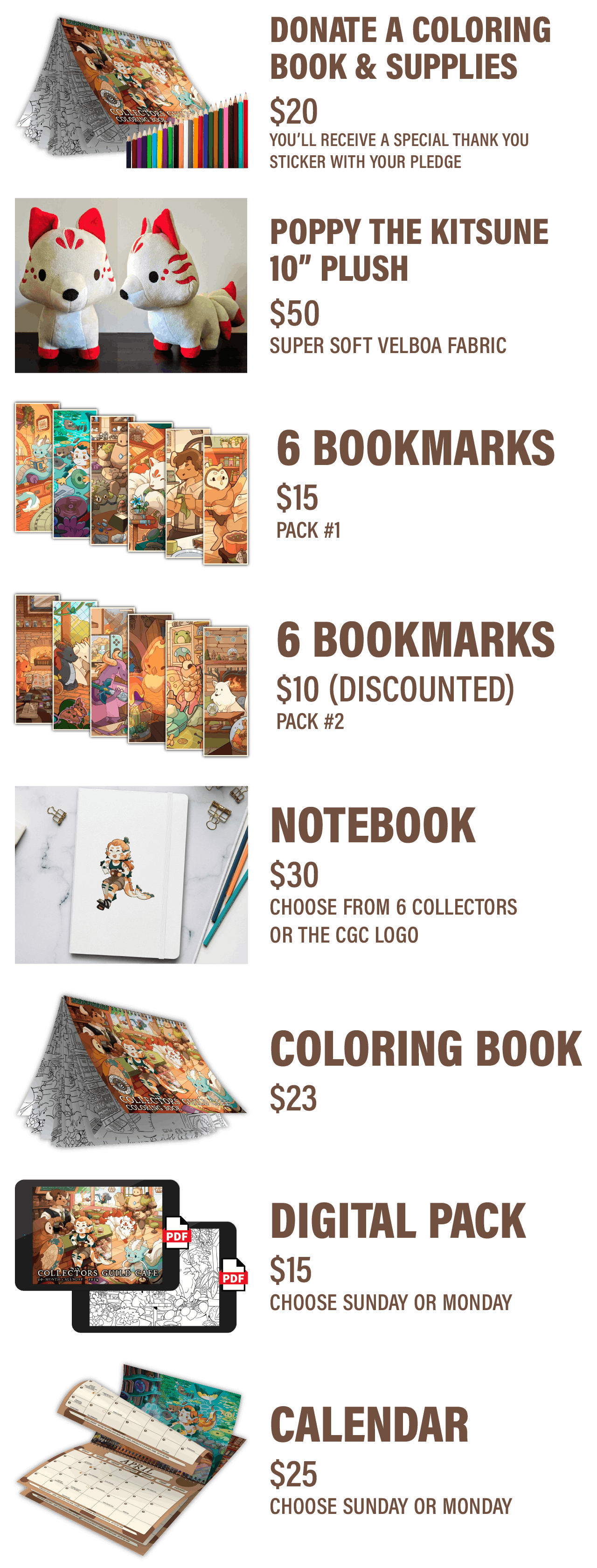 Collectors Guild Cafe 2025 Calendar BackerKit