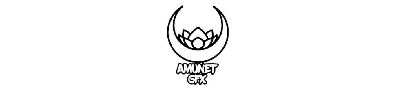 AmuneGFX's Logo: a crescent moon with the points up, a lotus flower sitting in it