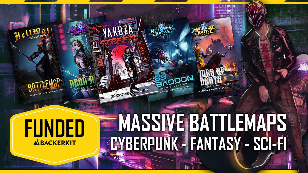 5 Massive RPG Battlemap Books (Fantasy, Sci-Fi & Cyberpunk)