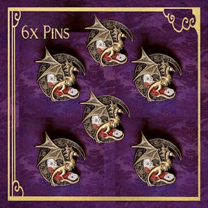 6 x Gilded Dragon pins