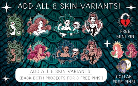 All 8 Skin Tone Variation Pins + free mini pin!