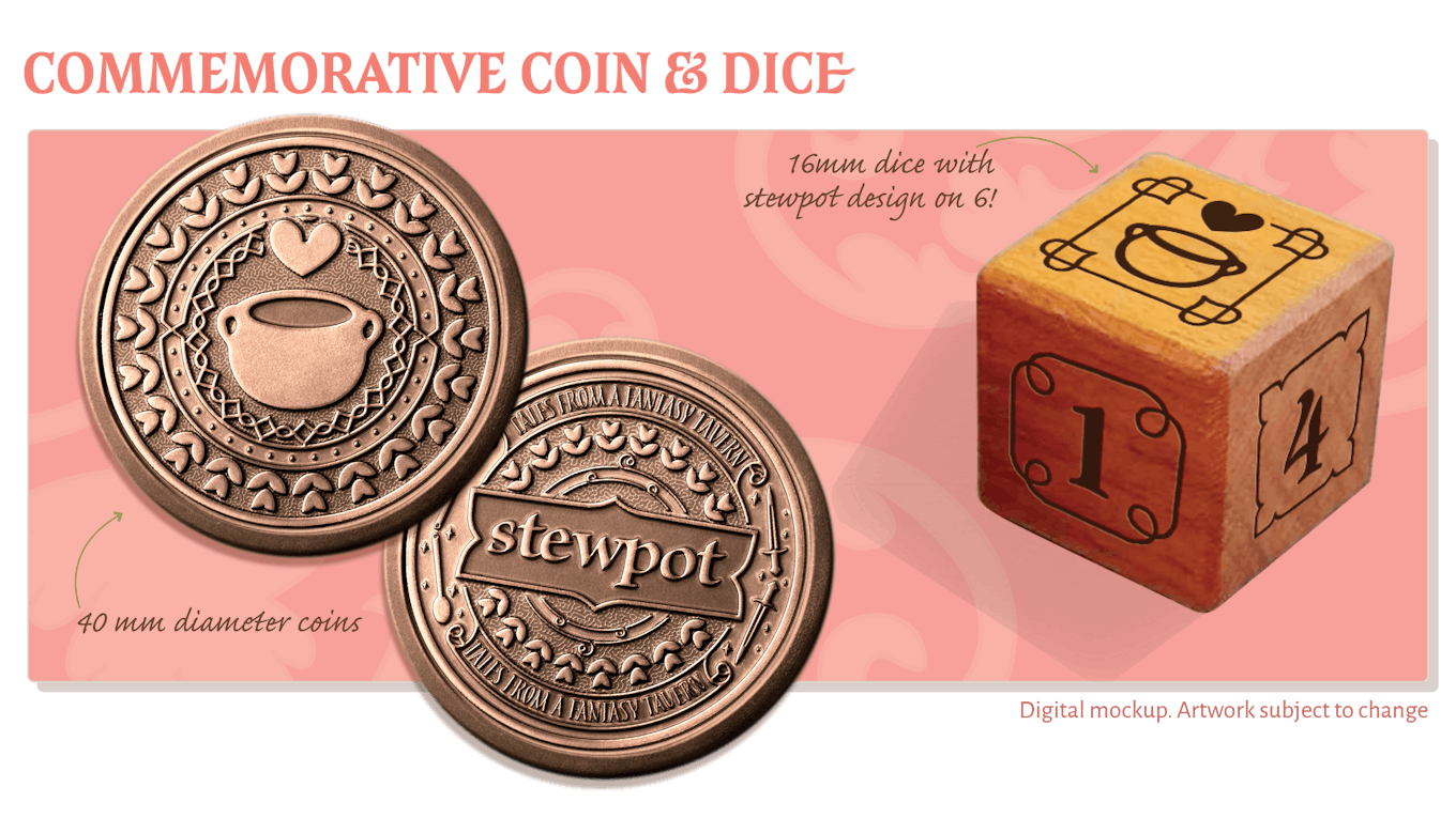 Stewpot 40 mm coin and 16 mm wooden die